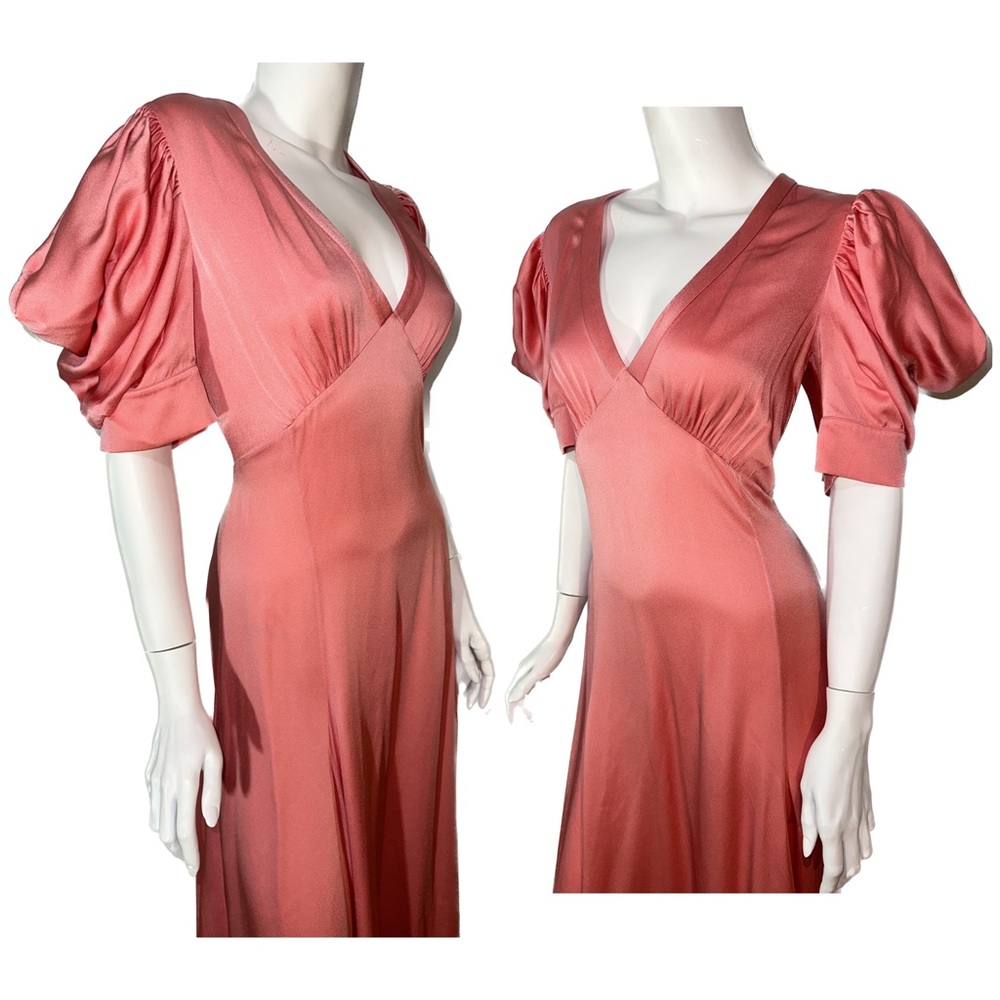 IN VOGUE! Puff-Sleeve MICHAEL KORS COLLECTION * $2290 Runway PINK Satin Dress 8 - Picture 10 of 13